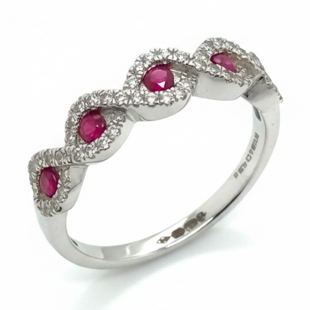 18ct White Gold Ruby And Diamond Ring
