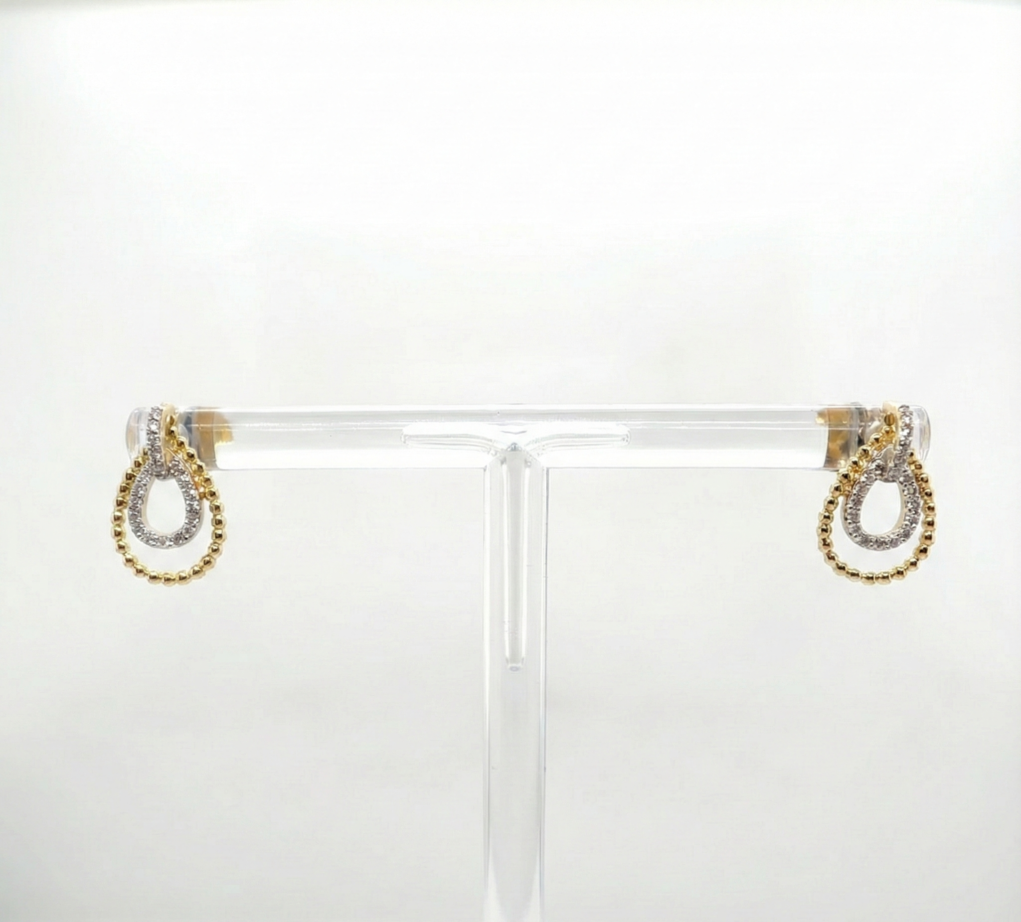 14ct Two Tone Gold Diamond Earrings