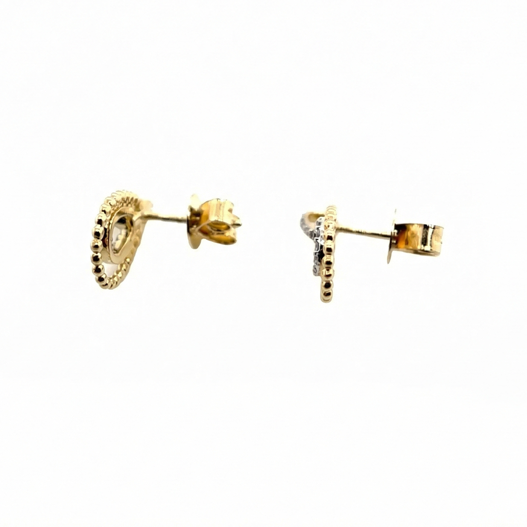 14ct Two Tone Gold Diamond Earrings