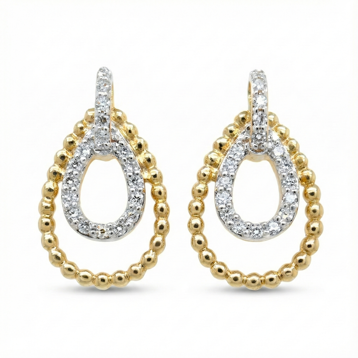 14ct Two Tone Gold Diamond Earrings