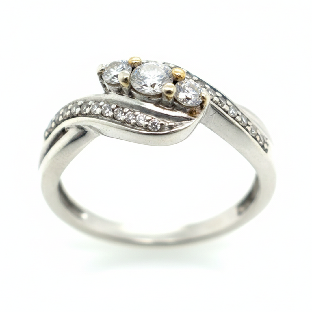 9ct White Gold Diamond Twist Ring