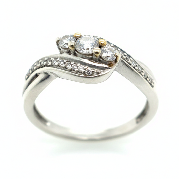 9ct White Gold Diamond Twist Ring