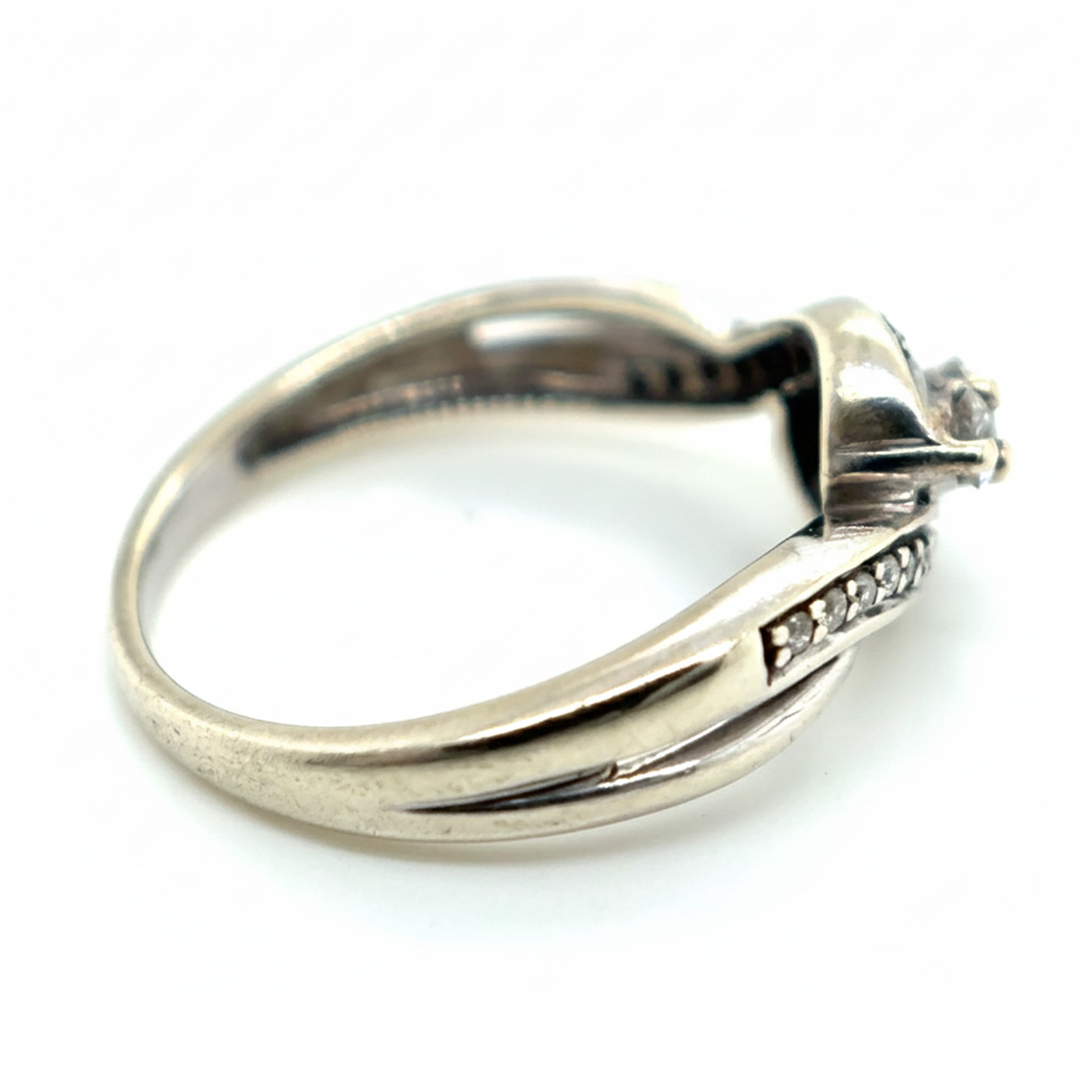 9ct White Gold Diamond Twist Ring