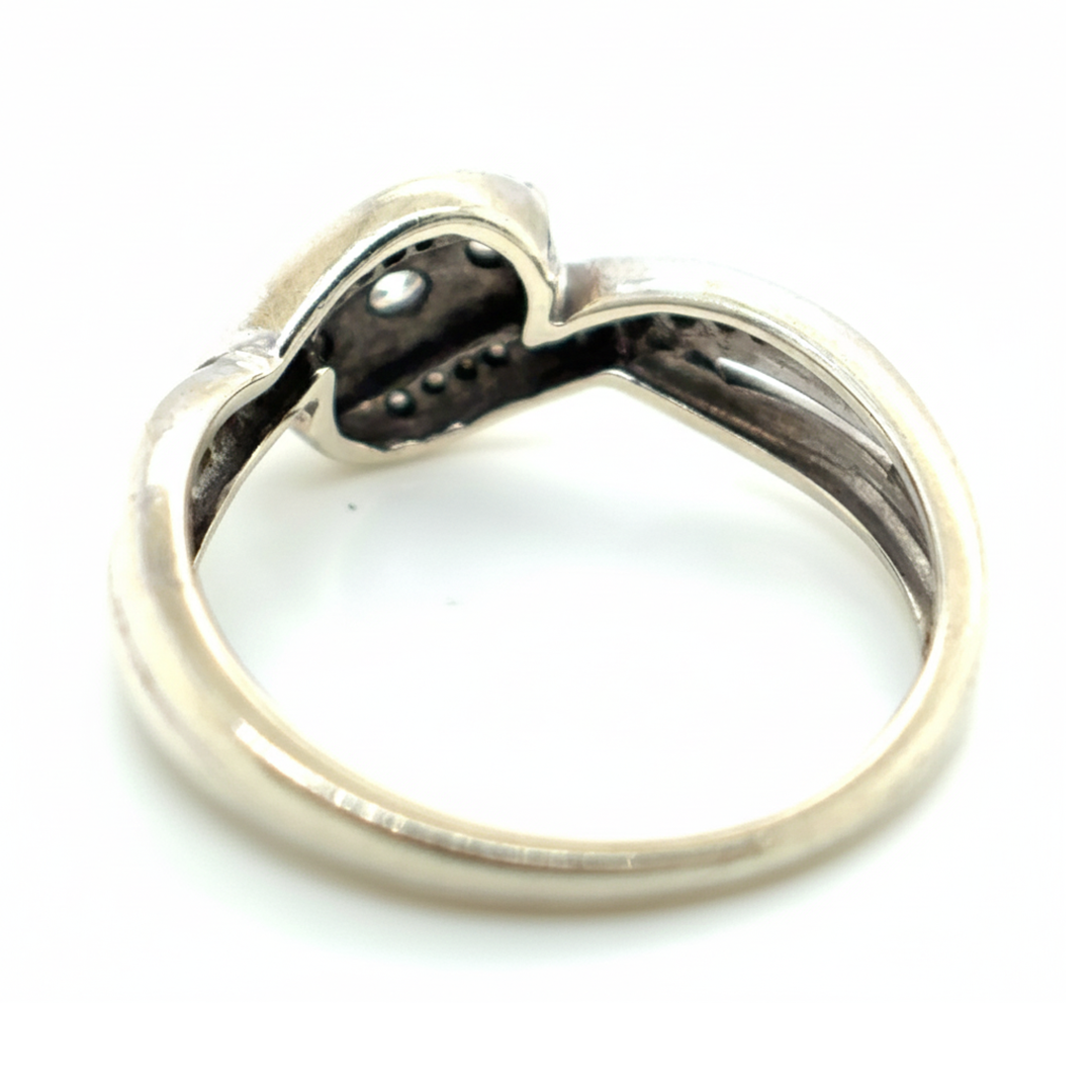 9ct White Gold Diamond Twist Ring