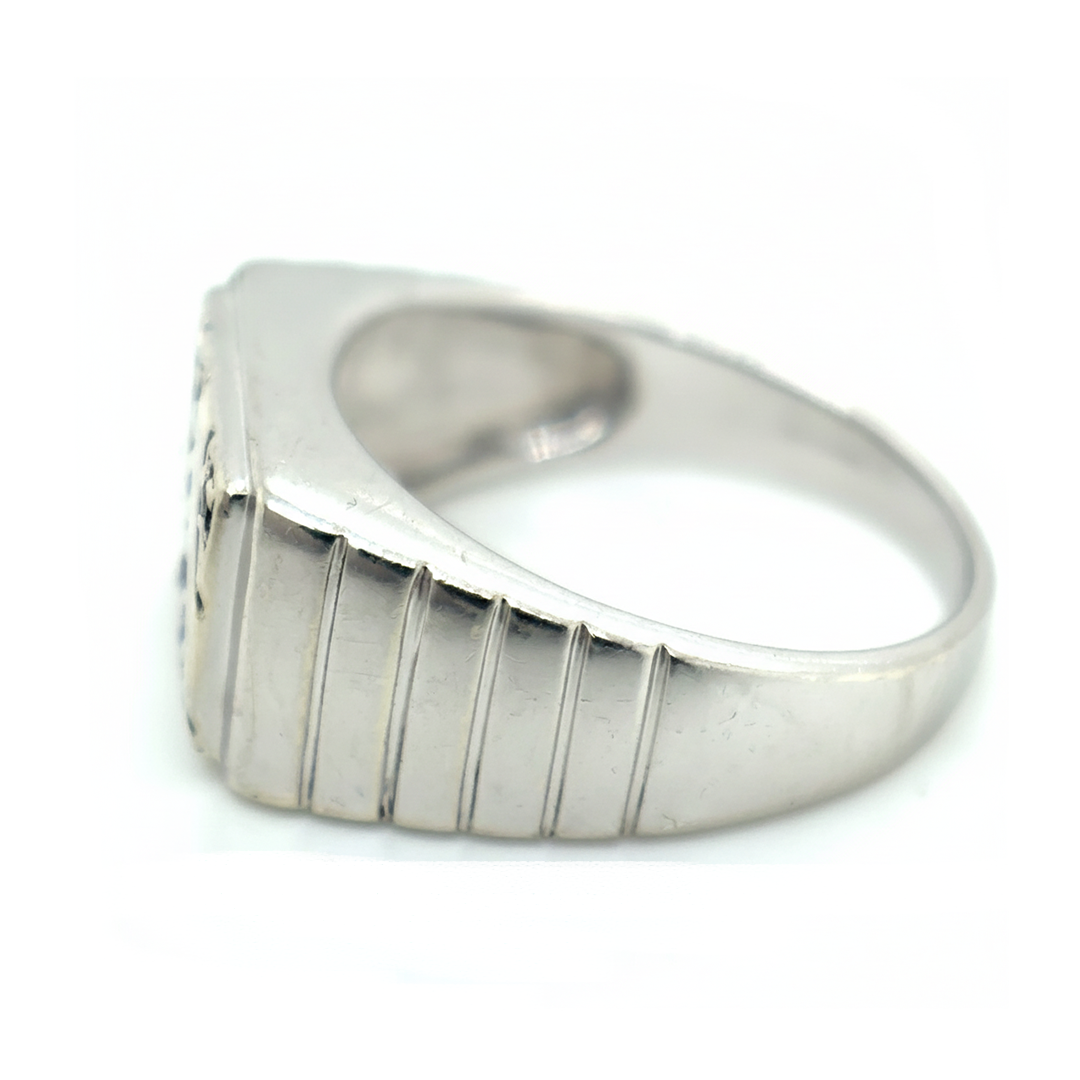 9ct White Gold Diamond Signet Ring