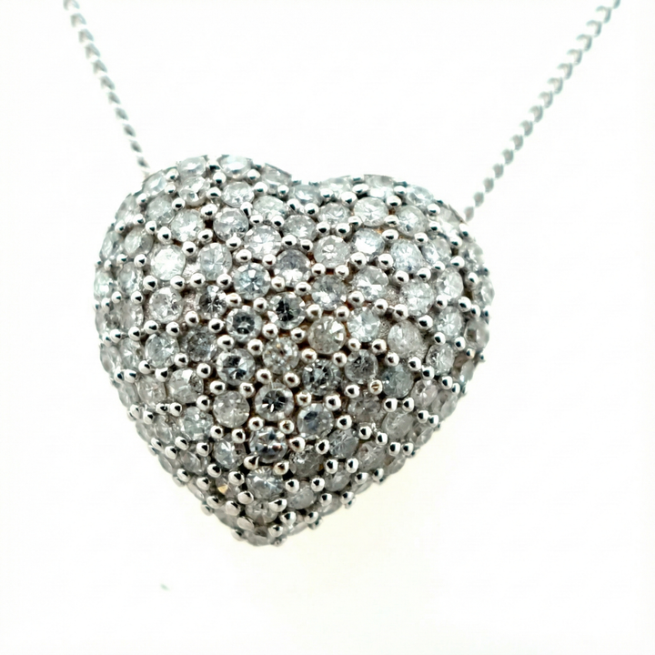 9ct Yellow And White Gold Diamond Heart Pendant