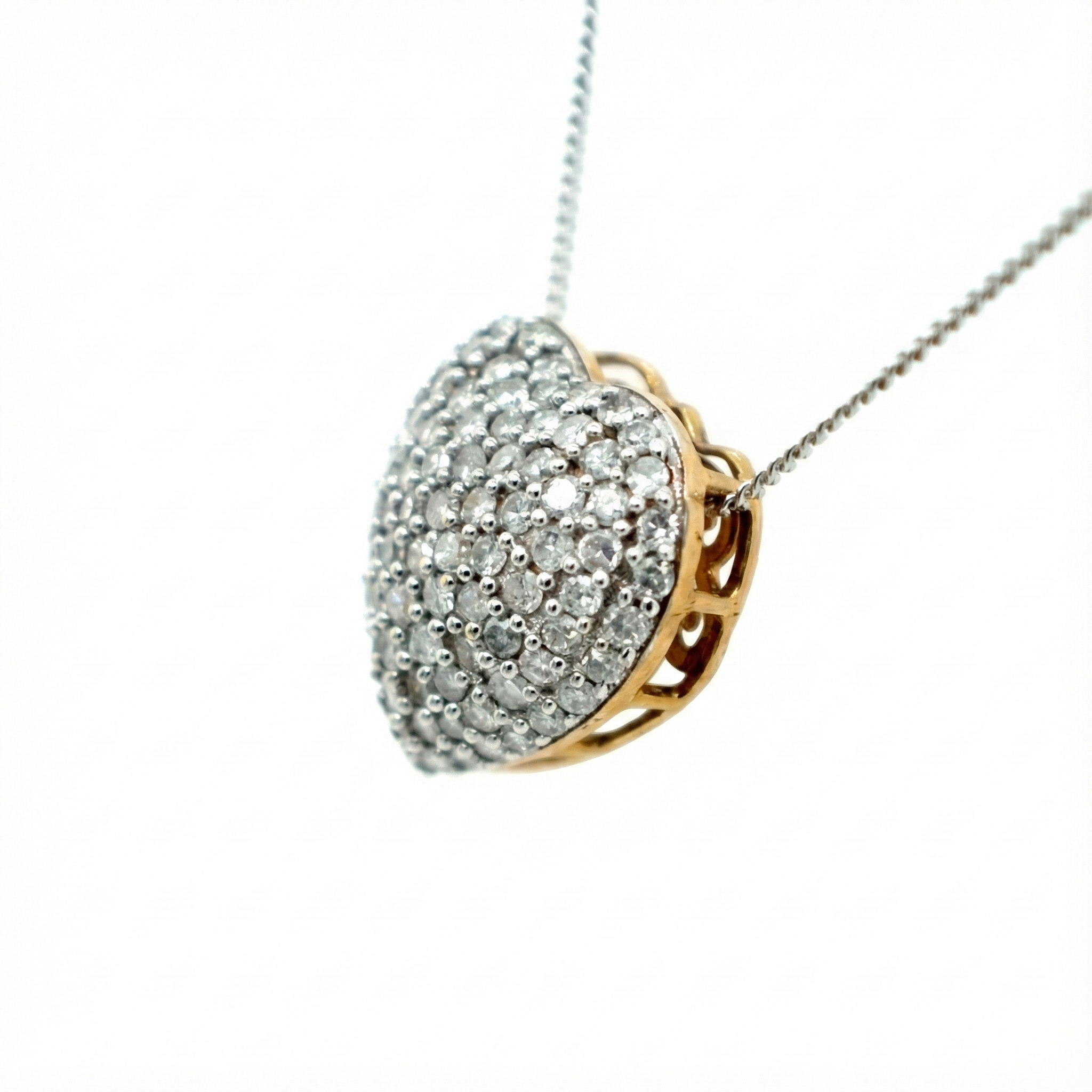 9ct Yellow And White Gold Diamond Heart Pendant