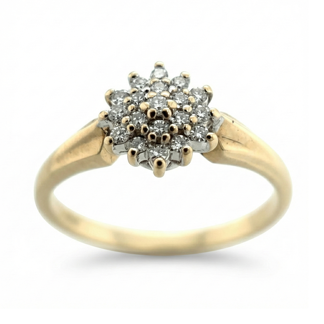 9ct Yellow Gold Diamond Cluster Ring