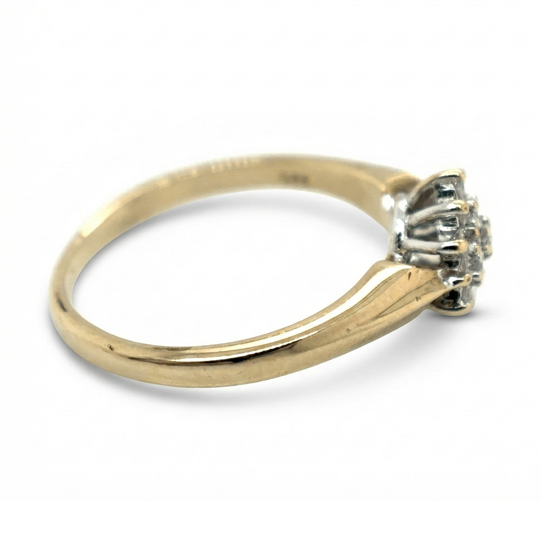 9ct Yellow Gold Diamond Cluster Ring