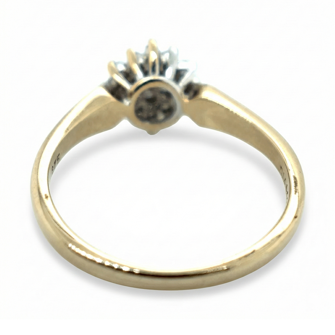 9ct Yellow Gold Diamond Cluster Ring