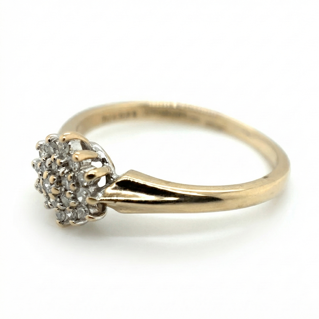 9ct Yellow Gold Diamond Cluster Ring