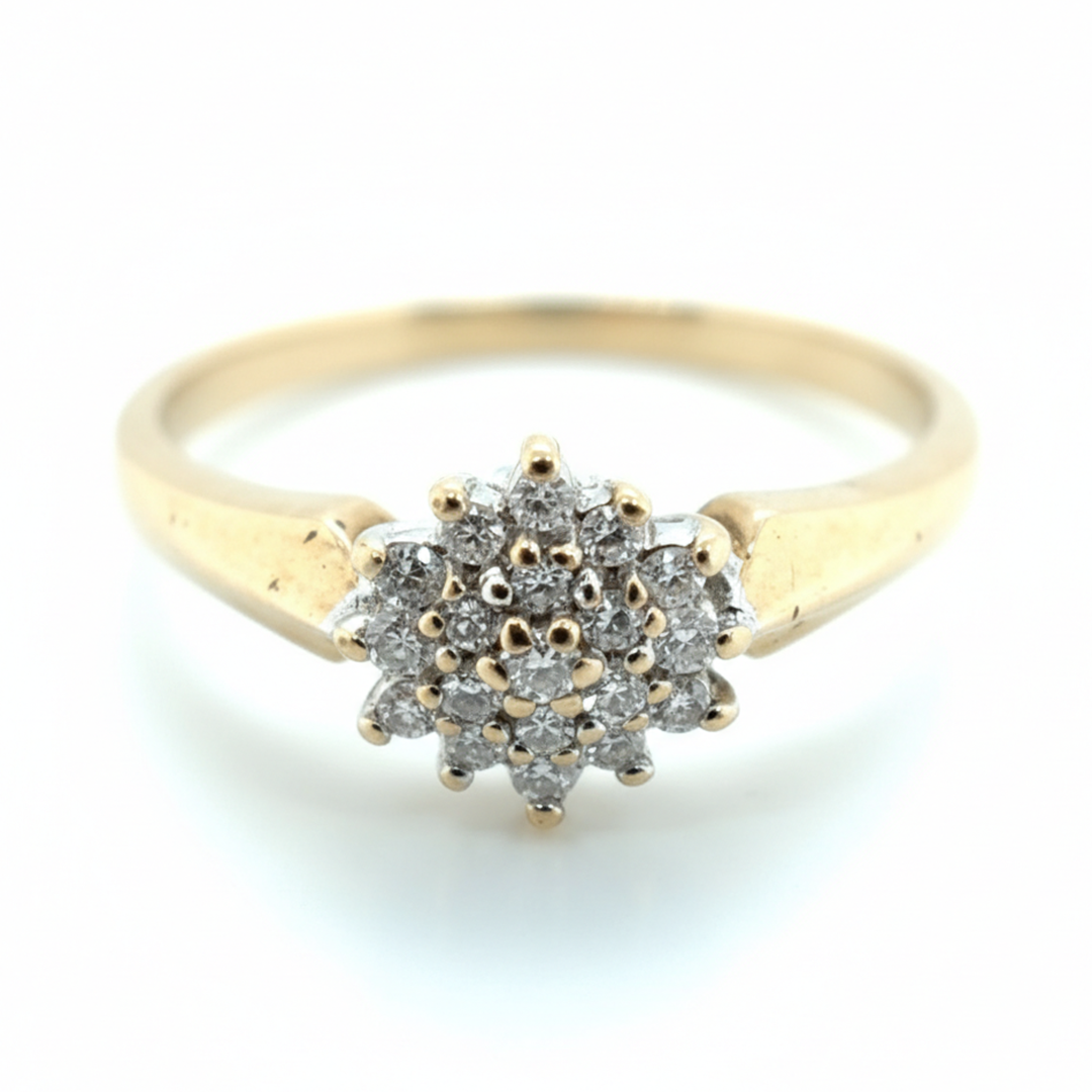 9ct Yellow Gold Diamond Cluster Ring