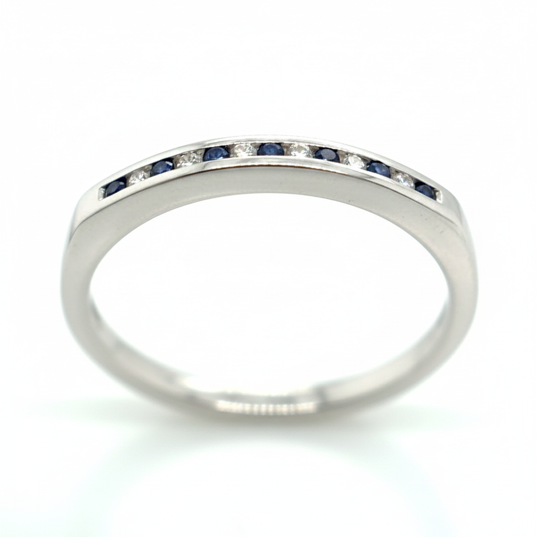 9ct White Gold Sapphire and Diamond Ring
