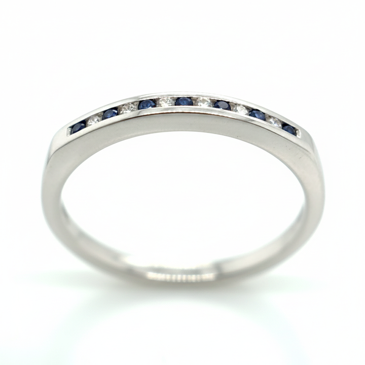 9ct White Gold Sapphire and Diamond Ring