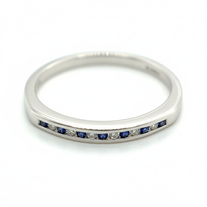 9ct White Gold Sapphire and Diamond Ring