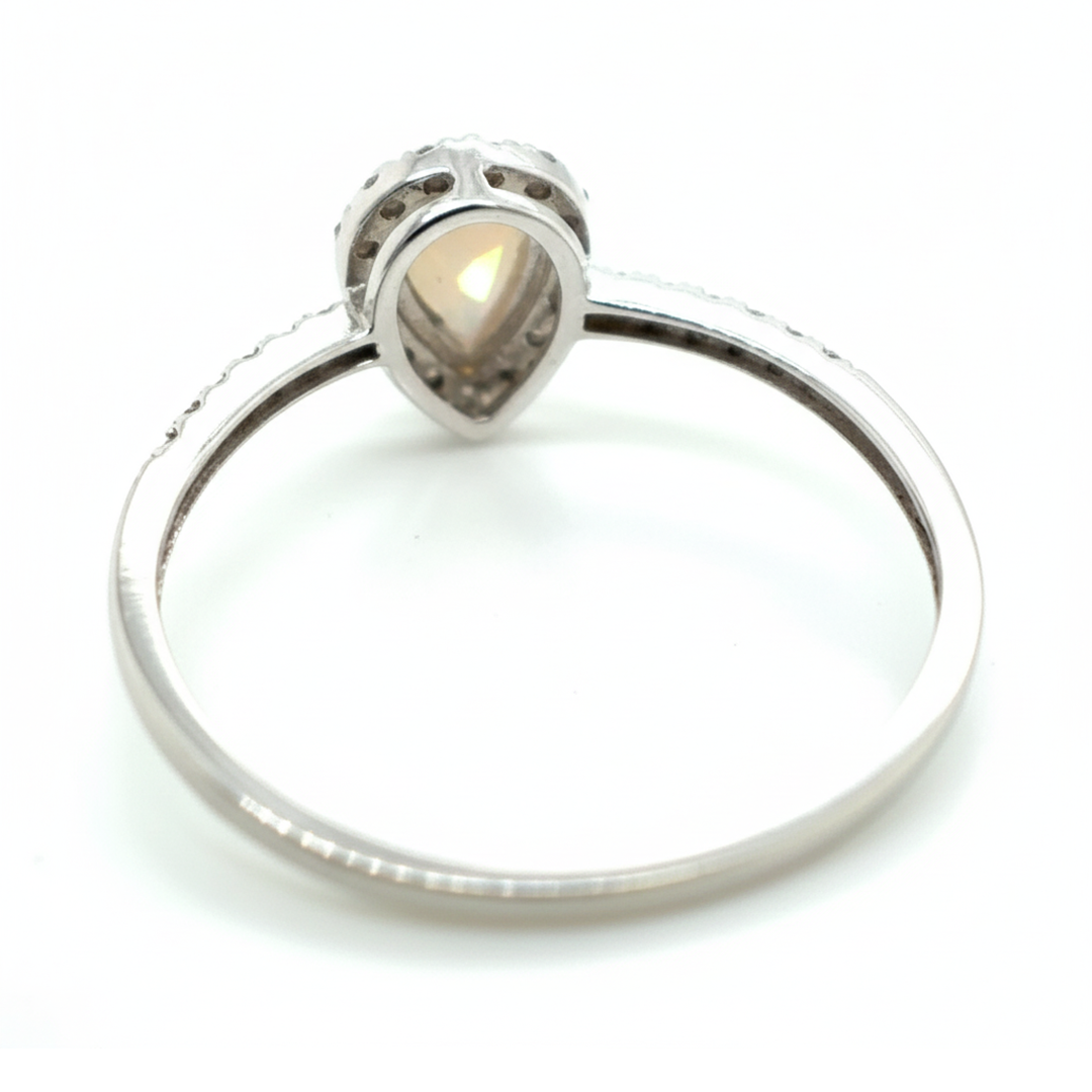 9ct White Gold Opal And Diamond Ring