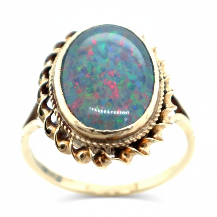 9ct Yellow Gold Doublet Opal Ring