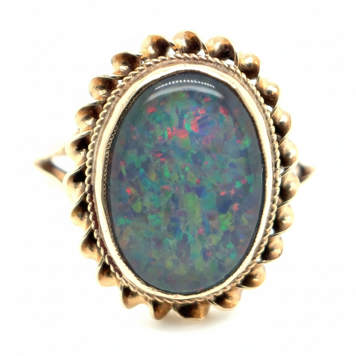 9ct Yellow Gold Doublet Opal Ring