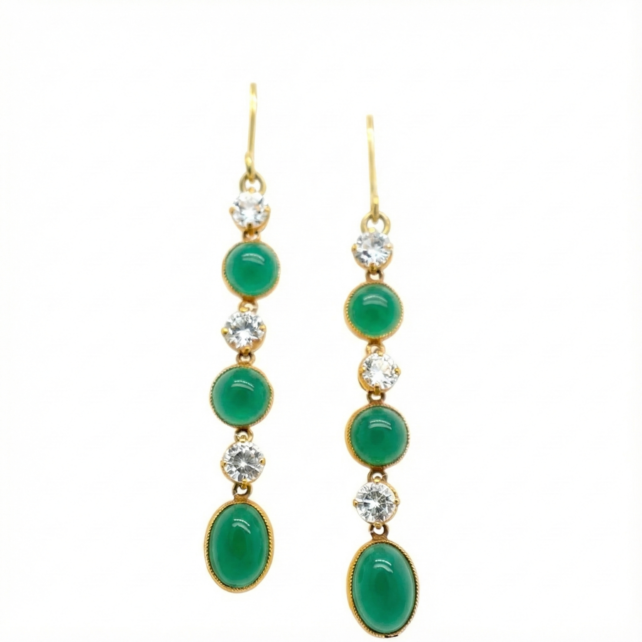 18ct Yellow Gold Jade And Spinel Earrings