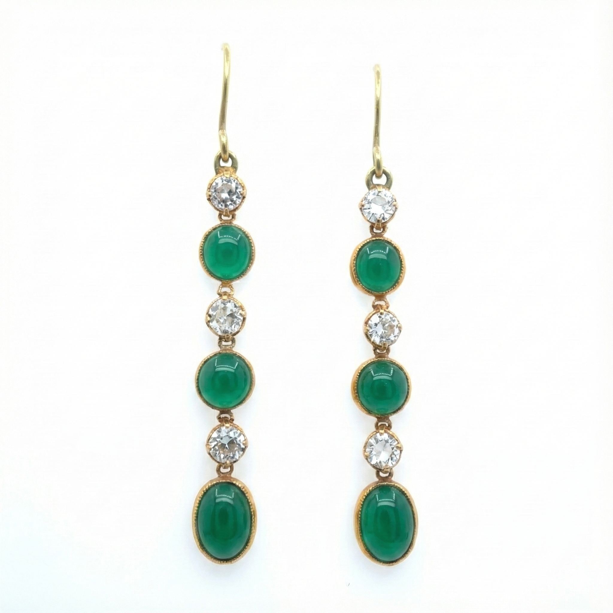 18ct Yellow Gold Jade And Spinel Earrings