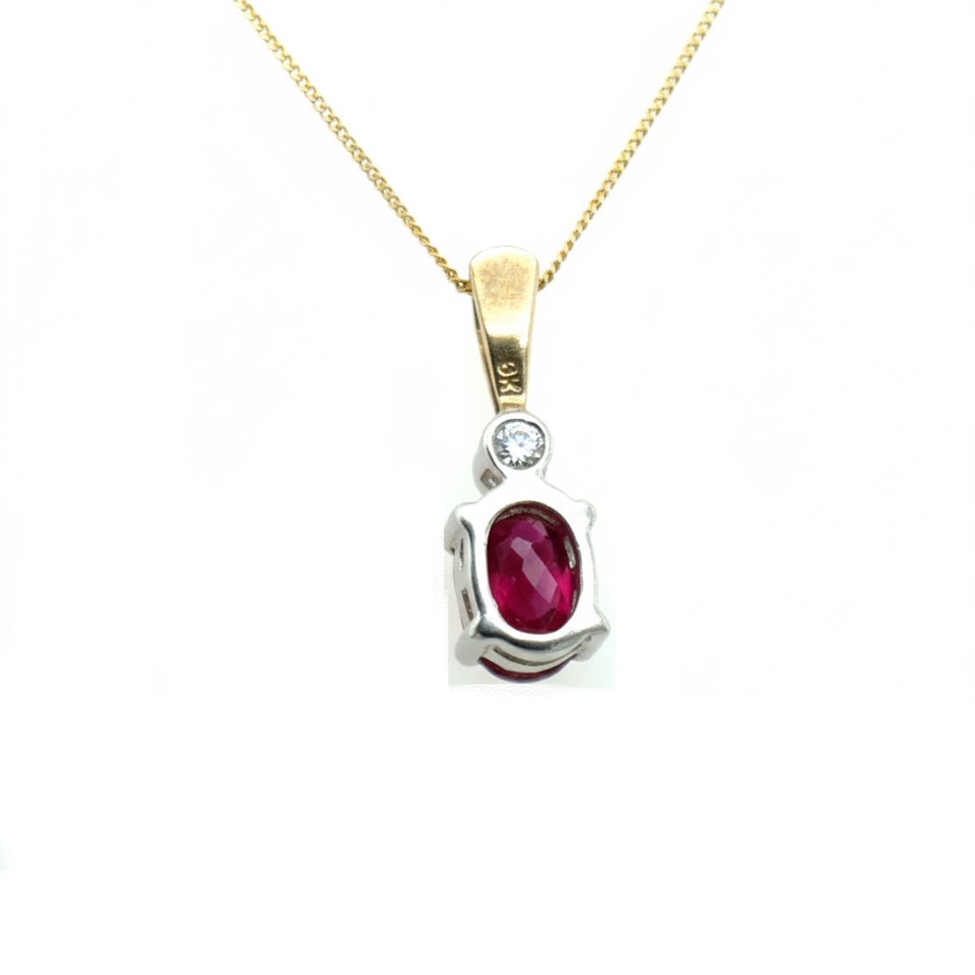 9ct Yellow And White Gold Ruby And Diamond Pendant