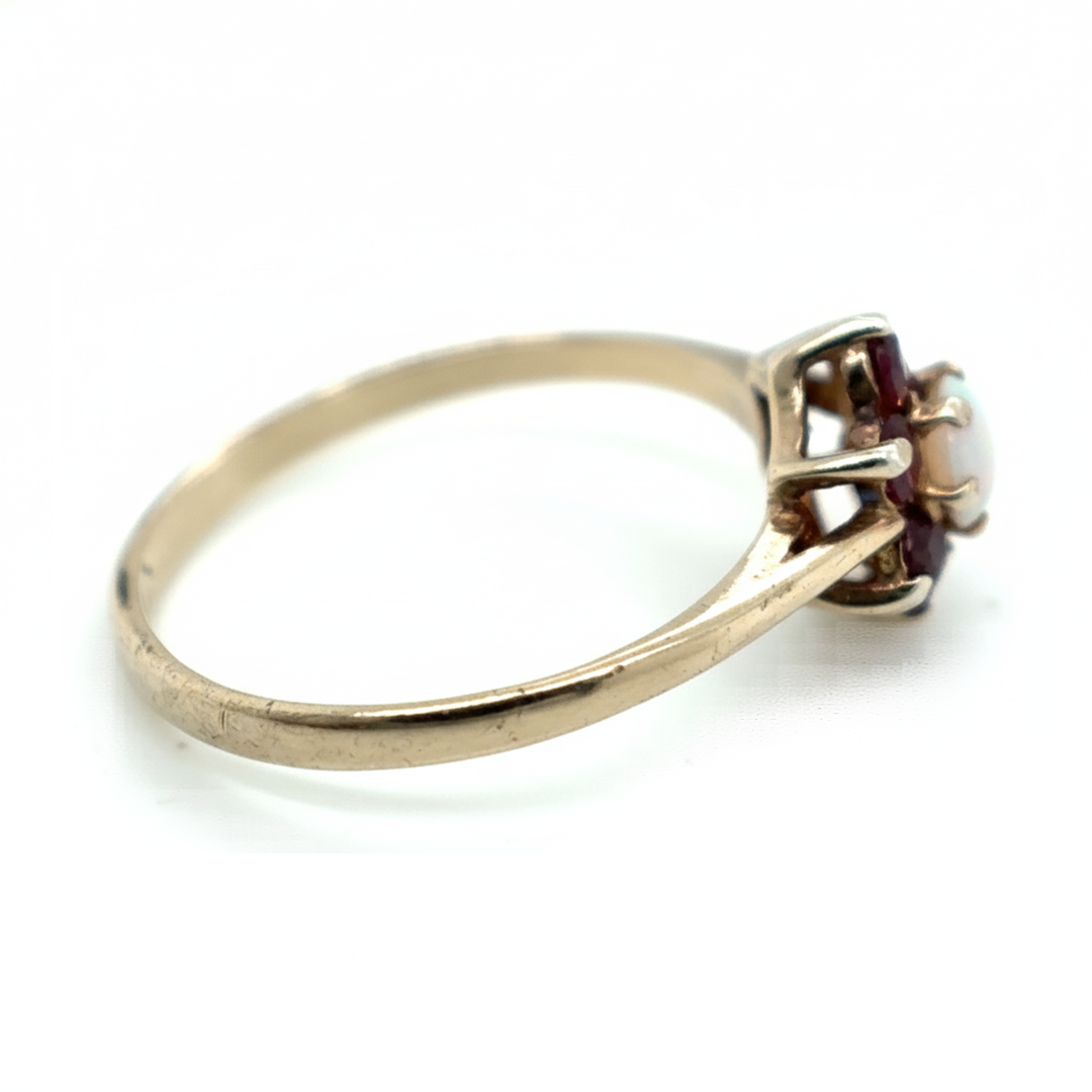 9ct Yellow Gold Opal And Garnet Ring
