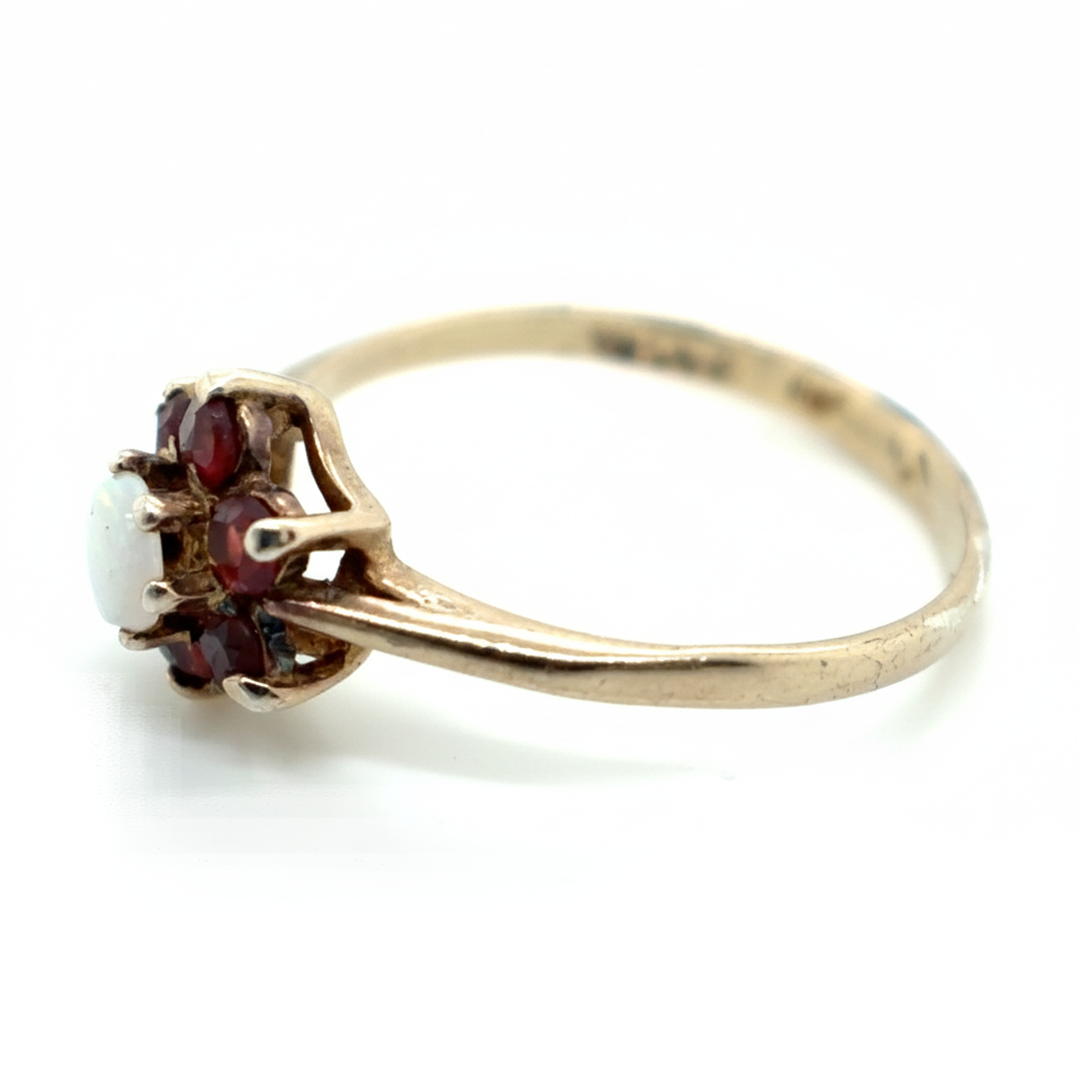 9ct Yellow Gold Opal And Garnet Ring