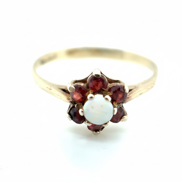 9ct Yellow Gold Opal And Garnet Ring