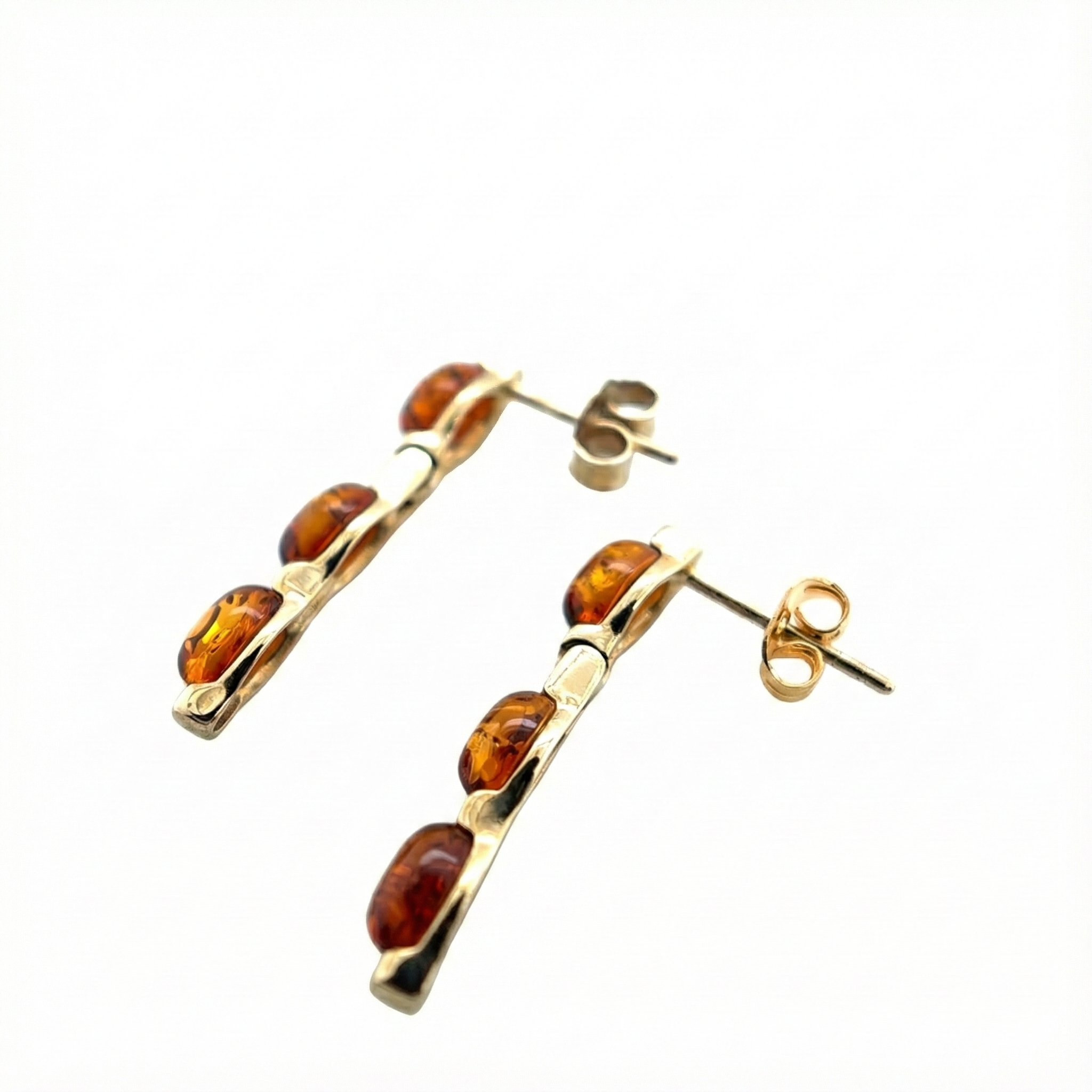 9ct Yellow Gold Amber Earrings