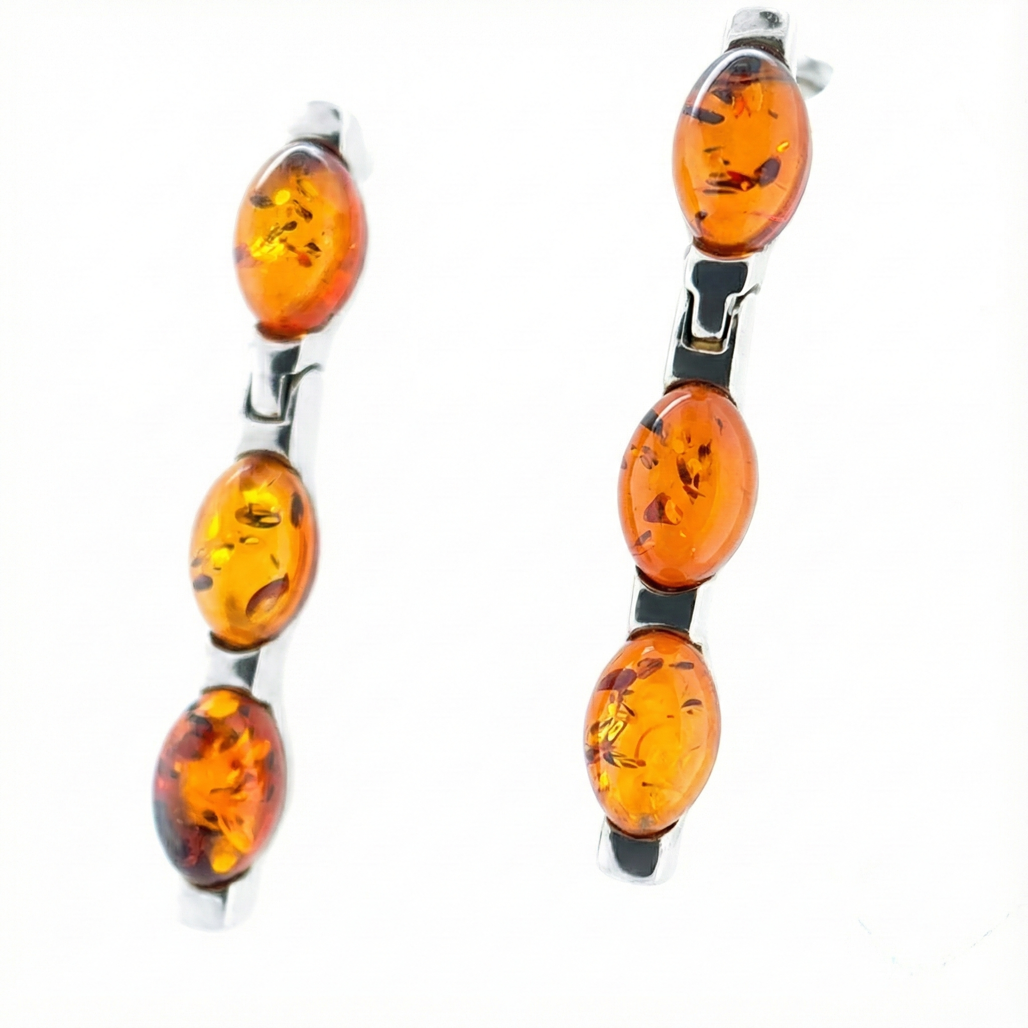 9ct Yellow Gold Amber Earrings