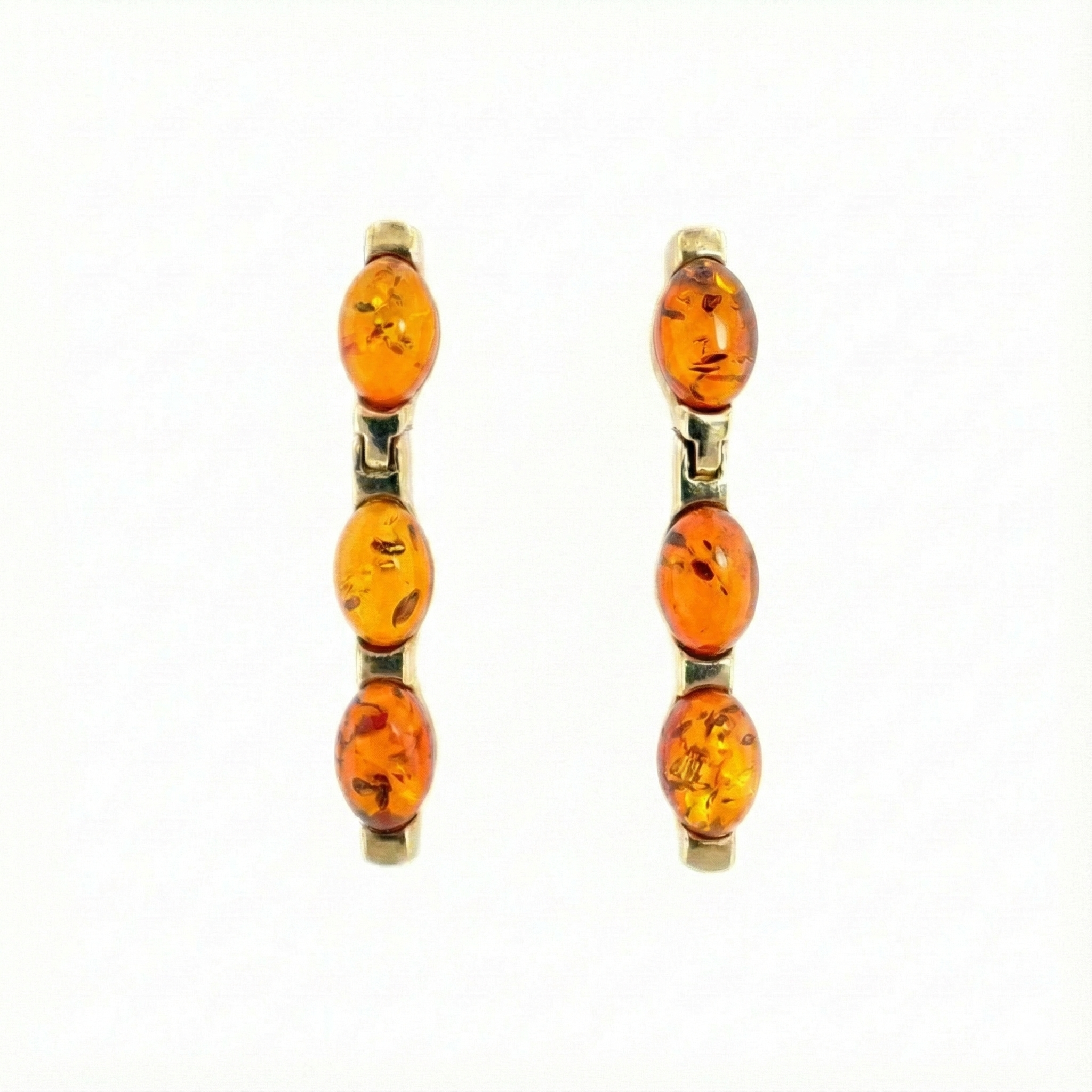 9ct Yellow Gold Amber Earrings