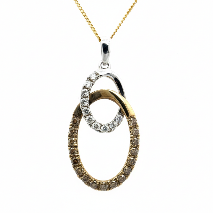 9ct Yellow And White Gold Diamond Circle Pendant