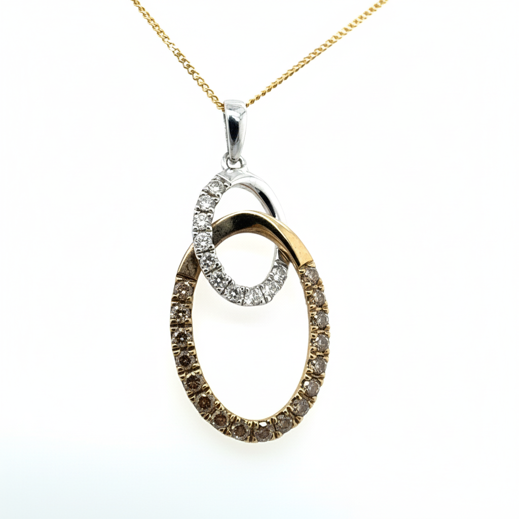 9ct Yellow And White Gold Diamond Circle Pendant