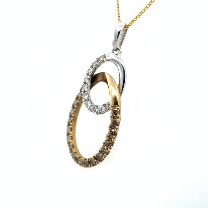 9ct Yellow And White Gold Diamond Circle Pendant