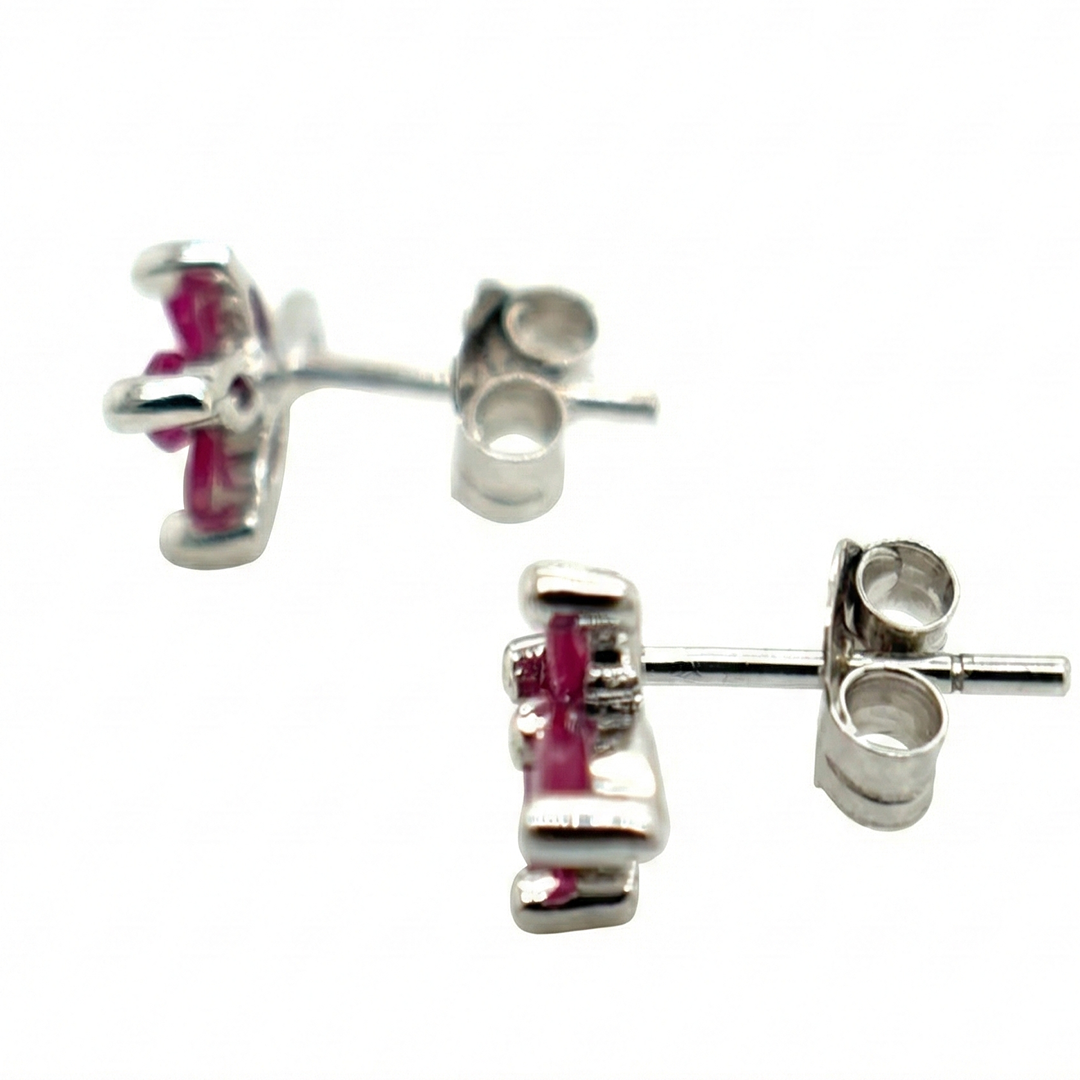 9ct White Gold Ruby And Diamond Earrings