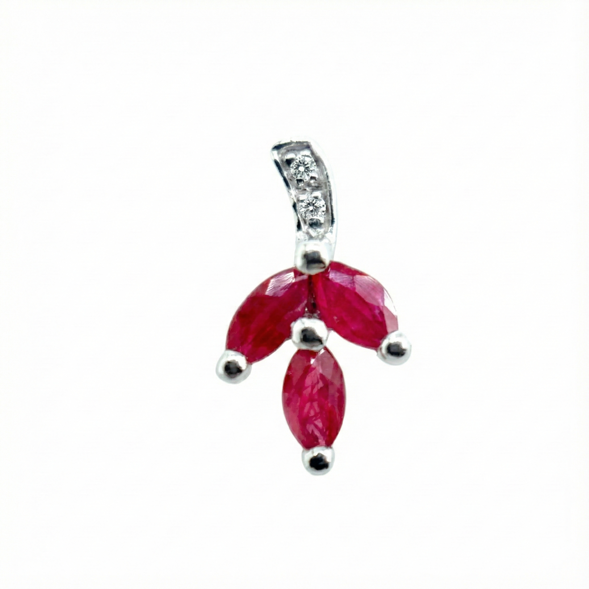 9ct White Gold Ruby And Diamond Earrings