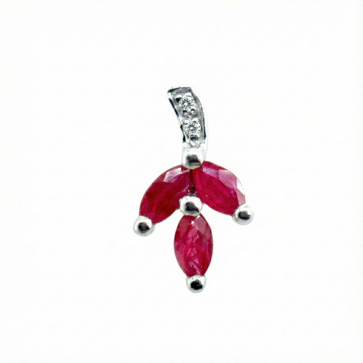 9ct White Gold Ruby And Diamond Earrings