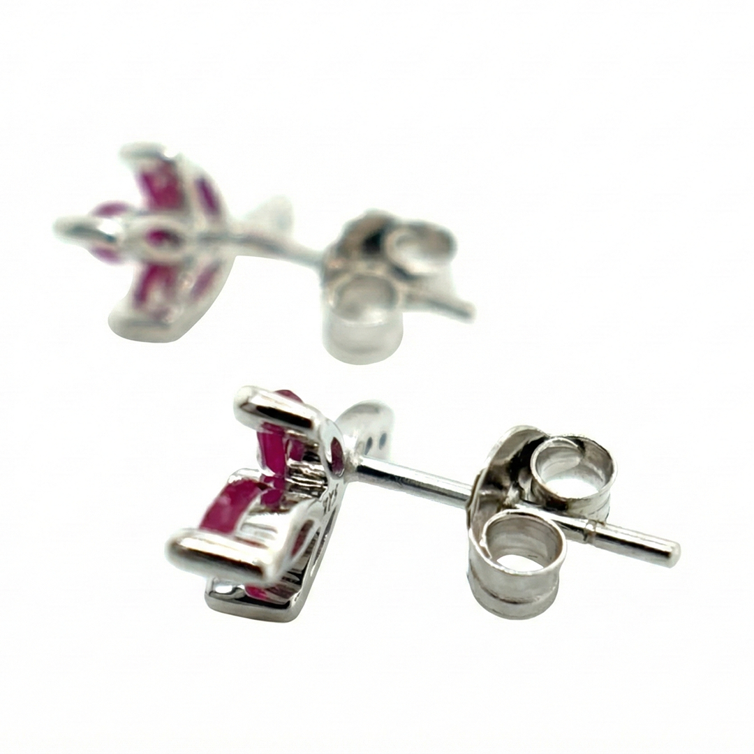 9ct White Gold Ruby And Diamond Earrings