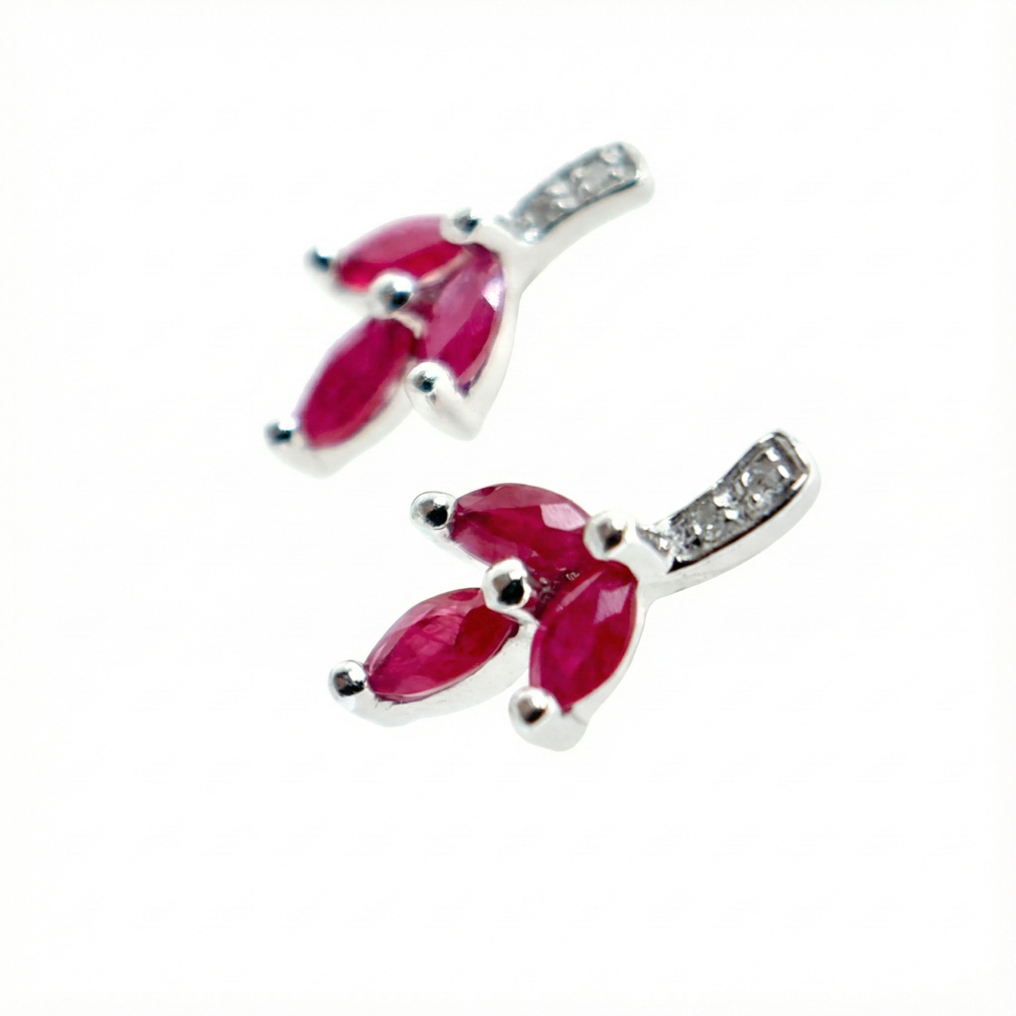 9ct White Gold Ruby And Diamond Earrings