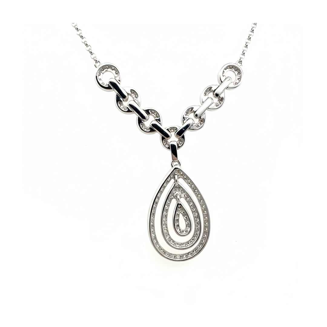 9ct White Gold Diamond Bow Necklace