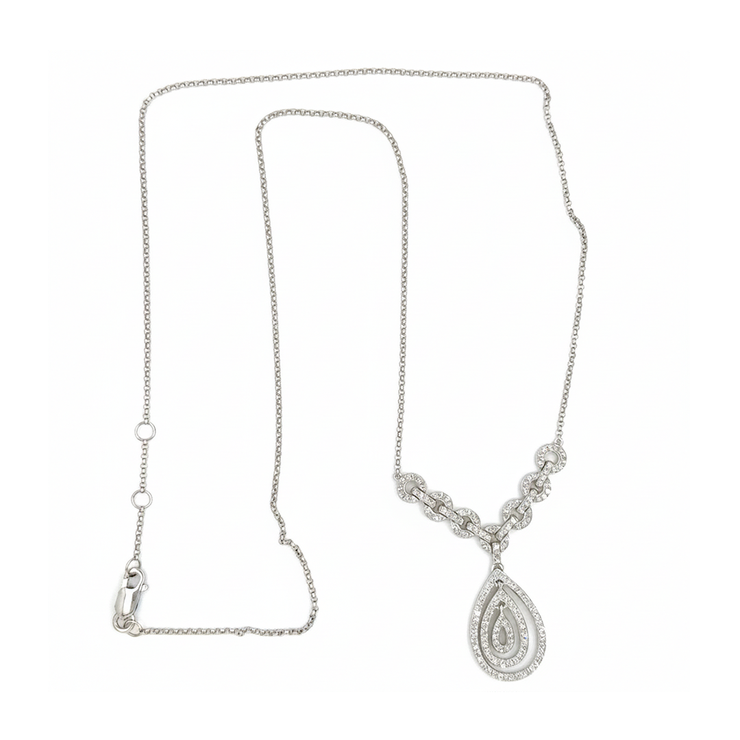 9ct White Gold Diamond Bow Necklace