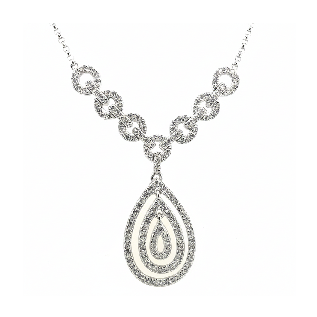 9ct White Gold Diamond Bow Necklace