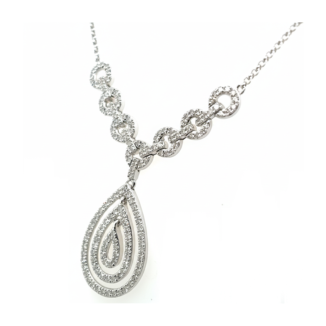 9ct White Gold Diamond Bow Necklace