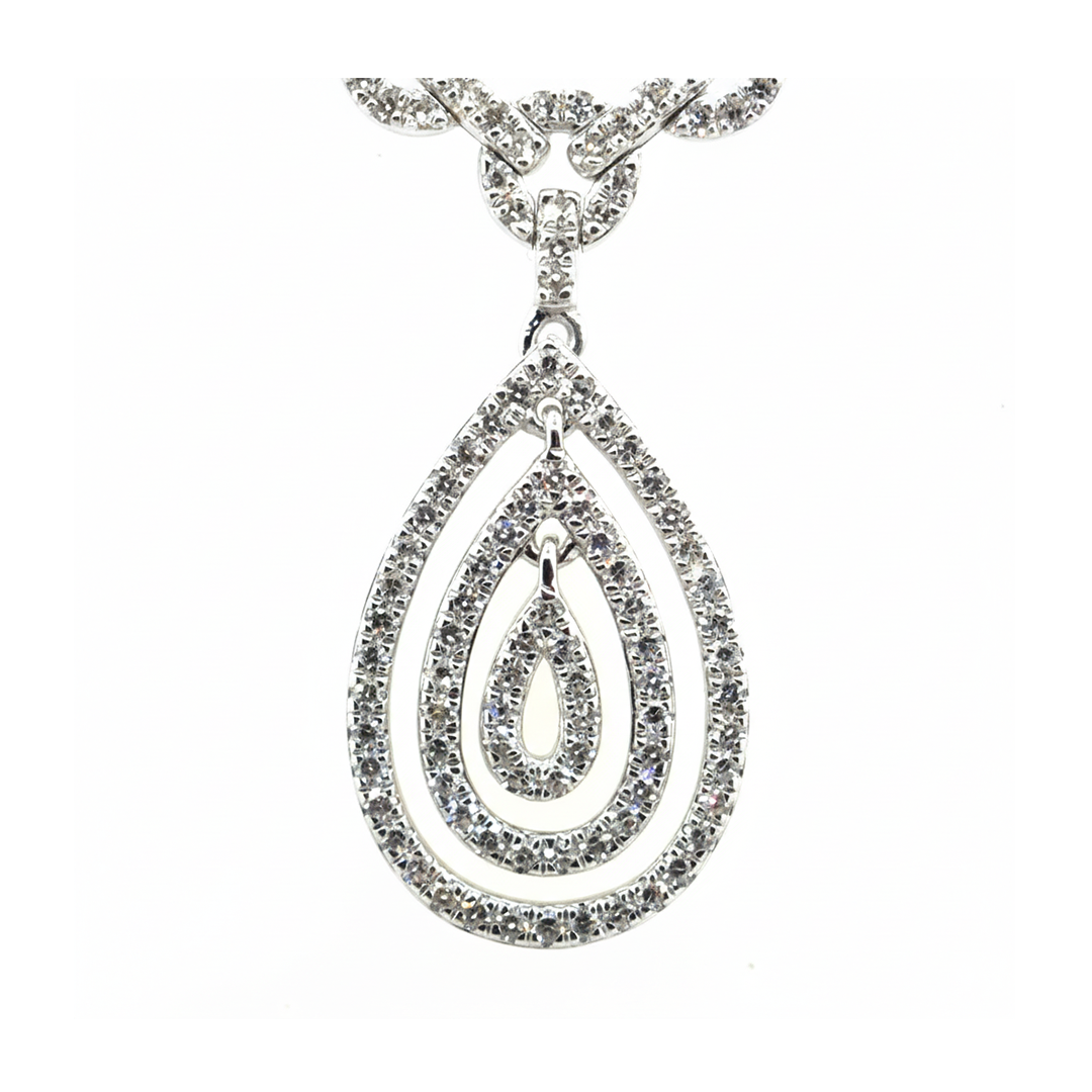 9ct White Gold Diamond Bow Necklace