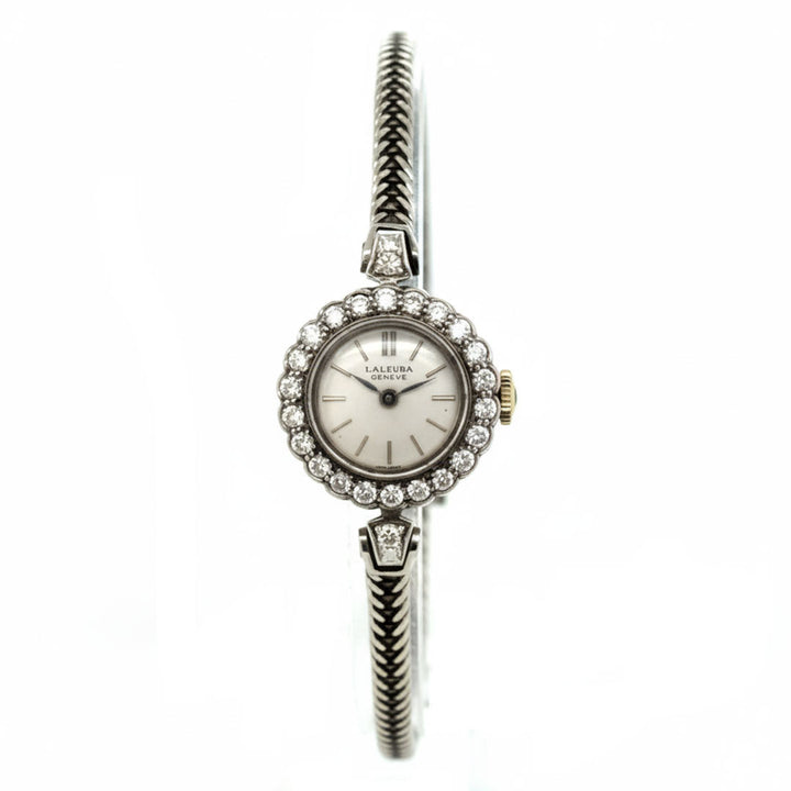 9ct white gold L.A. Leuba Diamond Set Watch