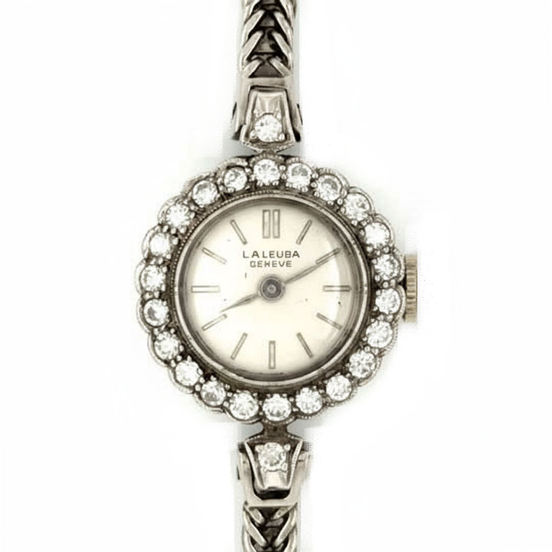 9ct white gold L.A. Leuba Diamond Set Watch