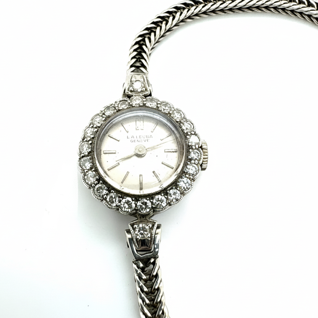 9ct white gold L.A. Leuba Diamond Set Watch