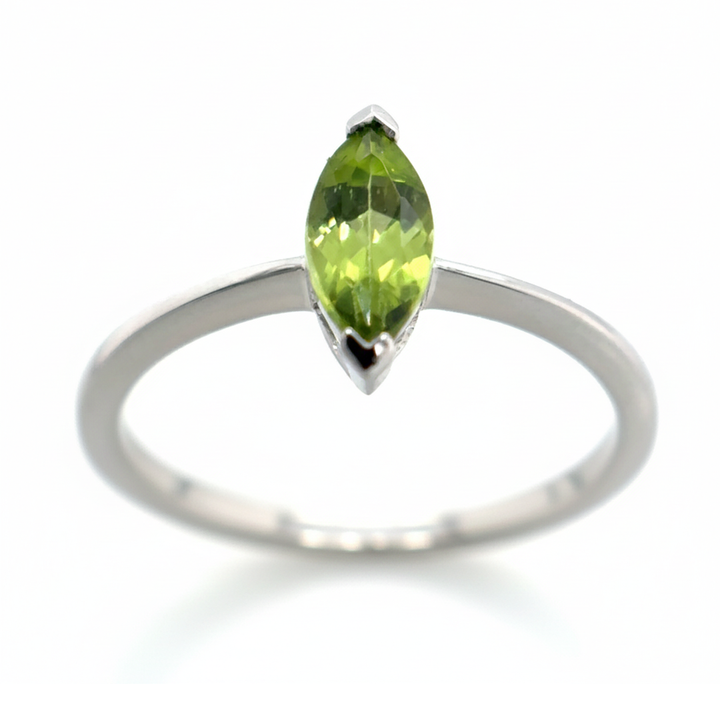 9ct White Gold Marquise Peridot Ring