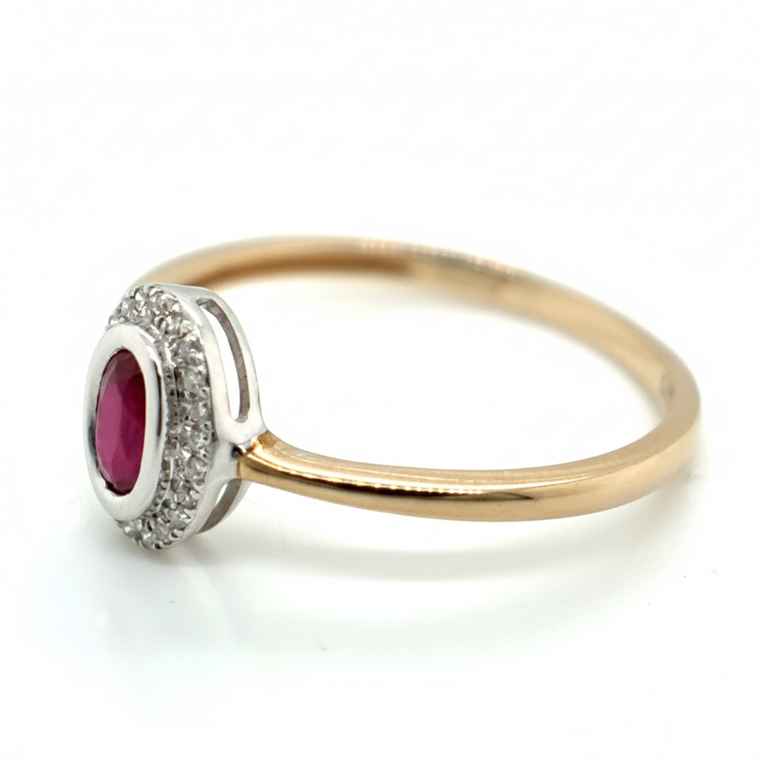 9ct Yellow Gold Ruby and Diamond Cluster Ring