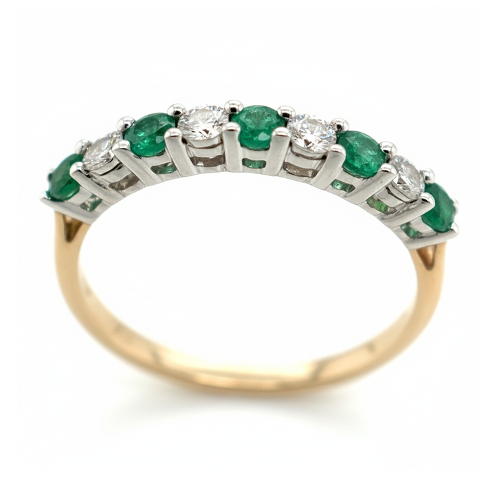 9ct Yellow Gold Emerald and Diamond Ring